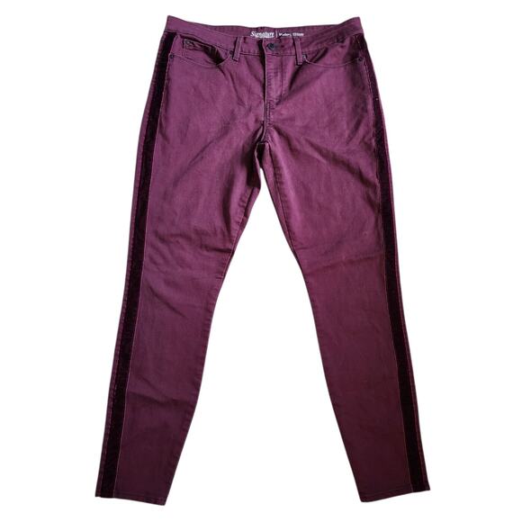 Levi Strauss Signature Womens Modern Skinny Jeans Size 14 32 Burgundy Stretch - Picture 1 of 11